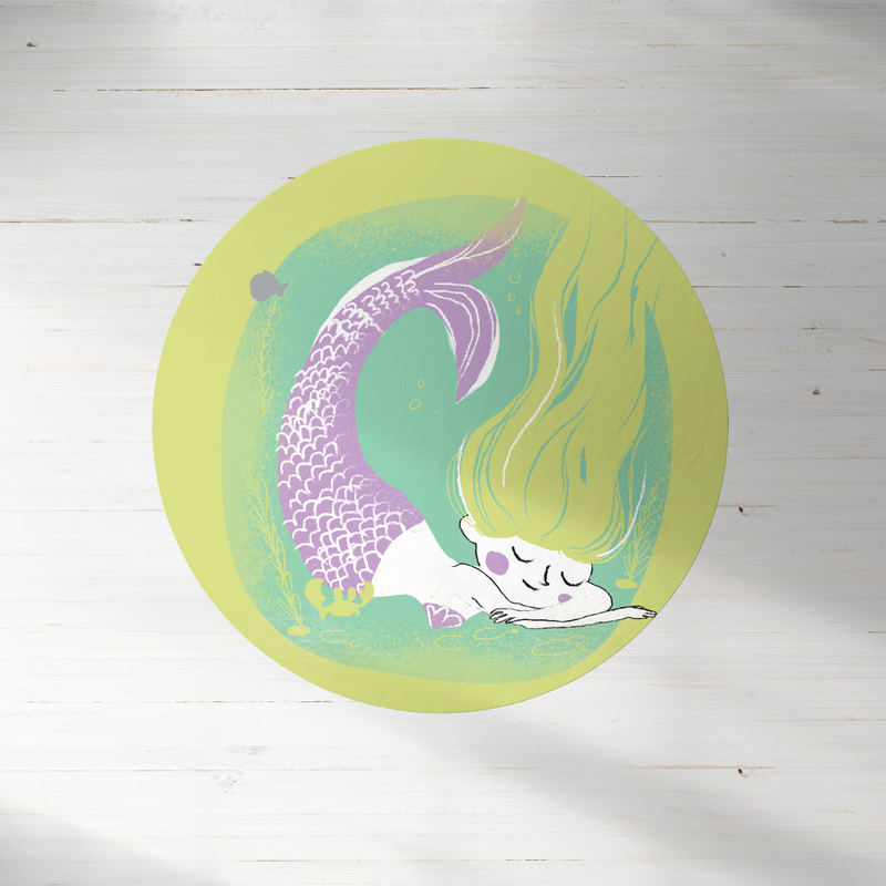 Little Mermaid, PVC Carpet print, kids Room Decor ,Girls Carpets, Girls Nursery Art, Gift for Girls, kids linoleum rug, kids rug