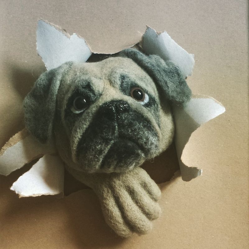 Dog portrait Framed wall decor Needle felting Pet portraits custom