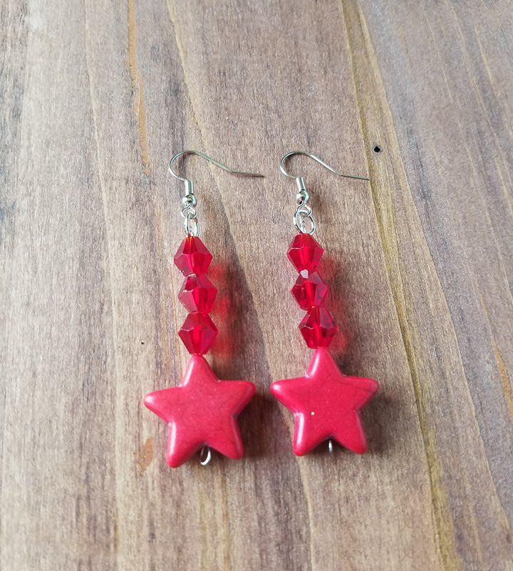 Sailor Mars Star Earrings/Sailor Mars Costume/Raye Hino/Rei Cosplay/Red Star Charm Earrings/Geeky Gift/Sailor moon Jewelry/Sailor Senshi