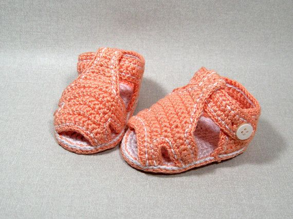 Crocheted Peach color baby sandals