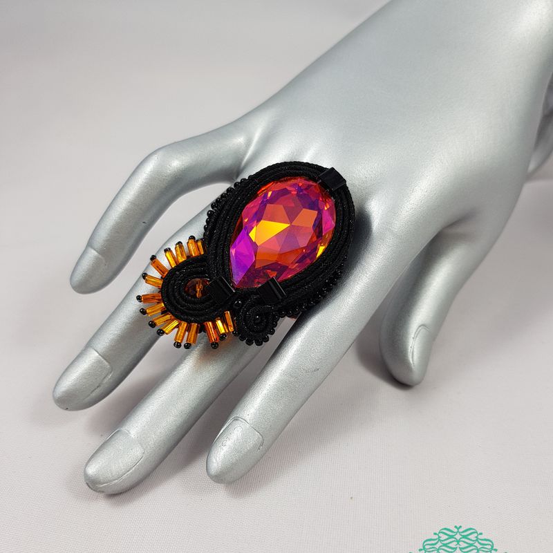 Soutache Swarovski ring
