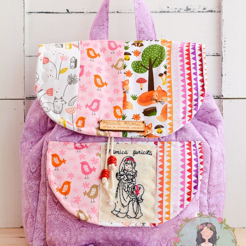 Baby shower gift, lilac backpack, diapers backpack, cotton backpack, personalized backpack, gift for mom, Mother's Day gift, travel gift