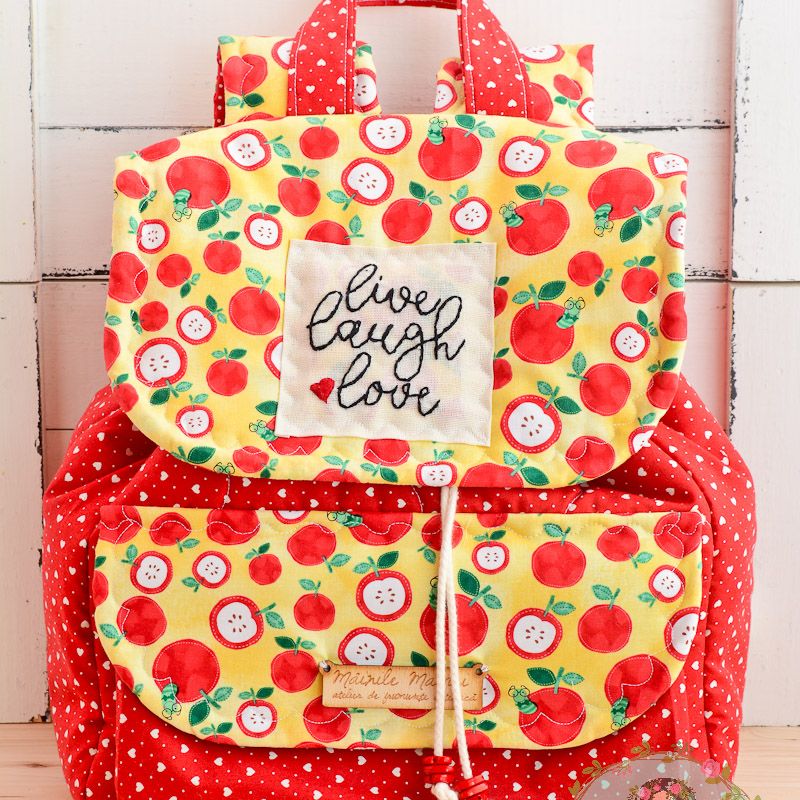 Baby shower gift, red apple backpack, diapers backpack, cotton backpack, personalized backpack, gift for mom, Mother's Day gift, travel gift