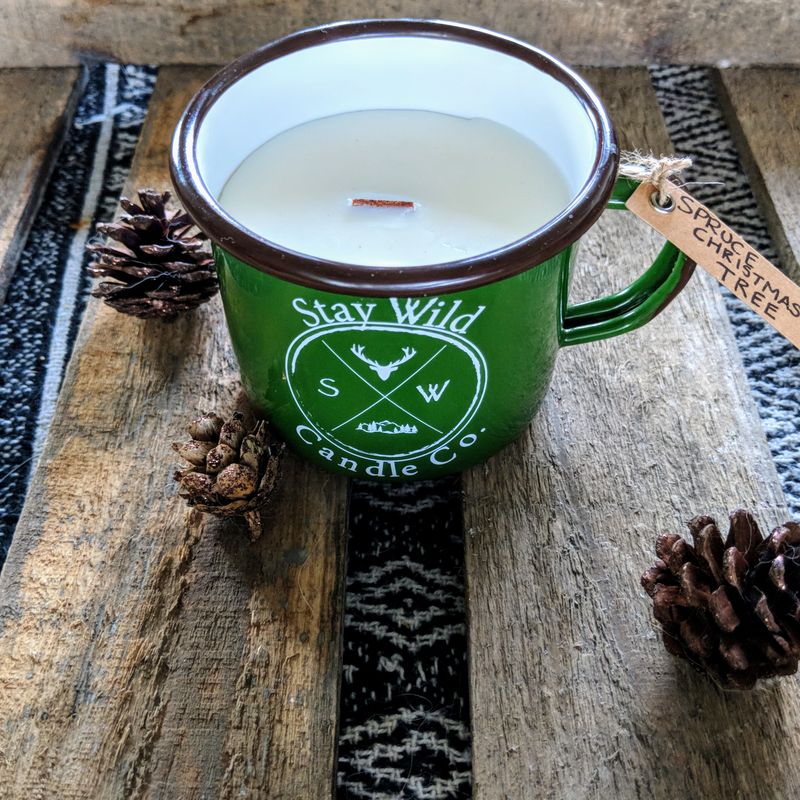 Spruce Christmas Tree_Soy Wood Wick Candle in Reusable Camping Mug