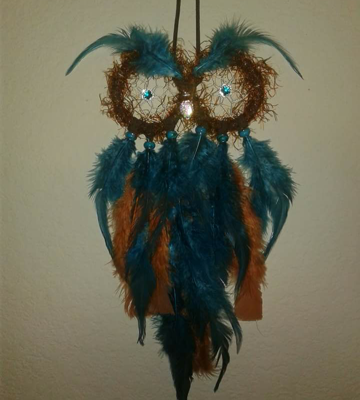 Teal and Brown Owl Dreamcatcher