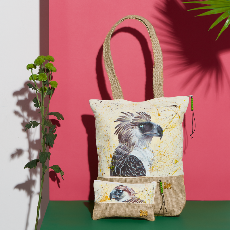 Philippine Eagle Agila Hand Painted Tote Bag and Pouch