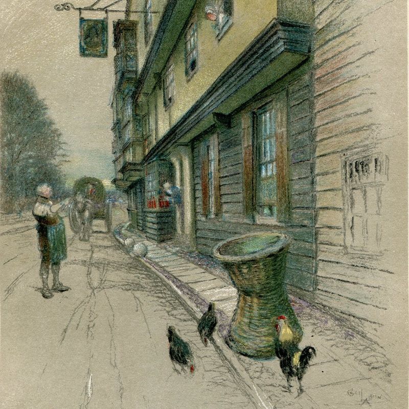 Cecil Aldin The King's Head-Chigwell Original Vintage Book Print 1921 Lithograph