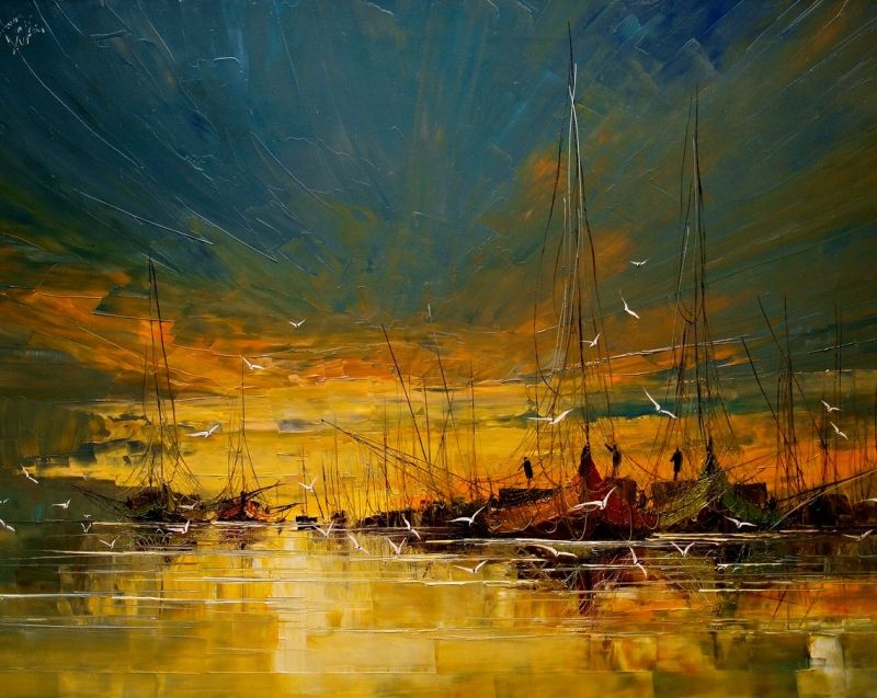 A painting "A sunset at the sea"