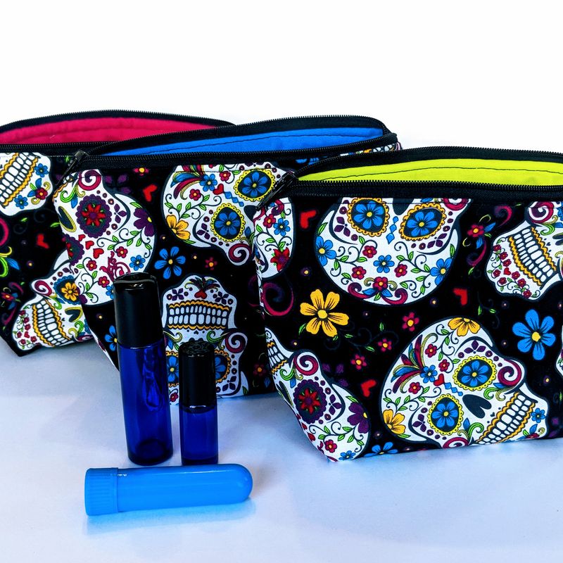 Black Sugar Skull Essential Oil Bag
