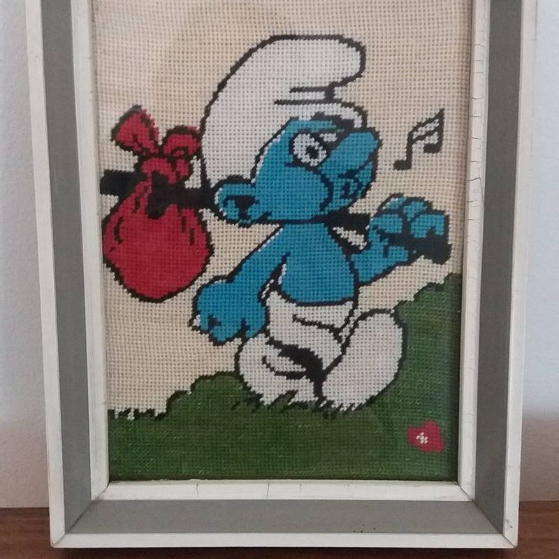 Vintage Smurf gobelin, wall decor Schtroumpfs