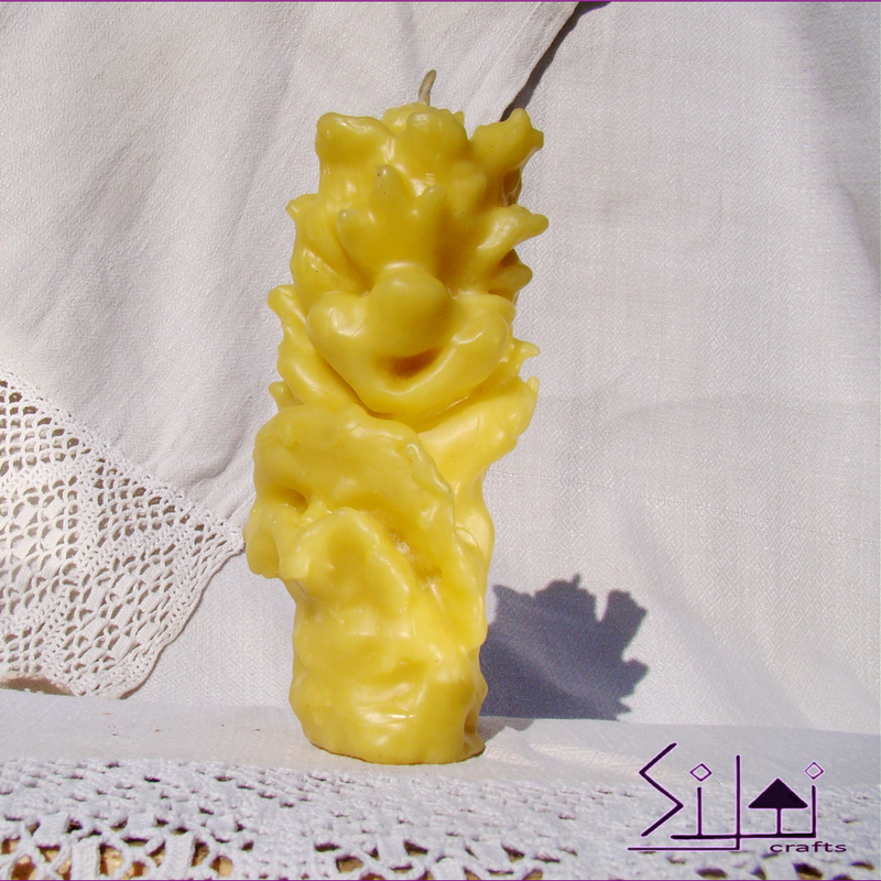 Happy candle, Joy candle, Happiness candle, Smiling candle, Face candle, Beeswax candle, Flower candle, Hand-sculpted beeswax candle, Hand-carved candle