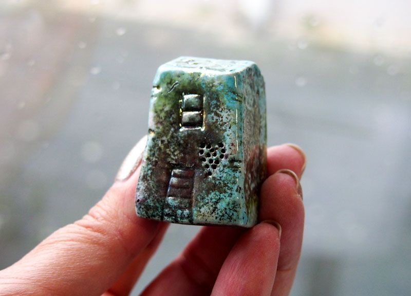 Raku ceramic little clay house, Home decor