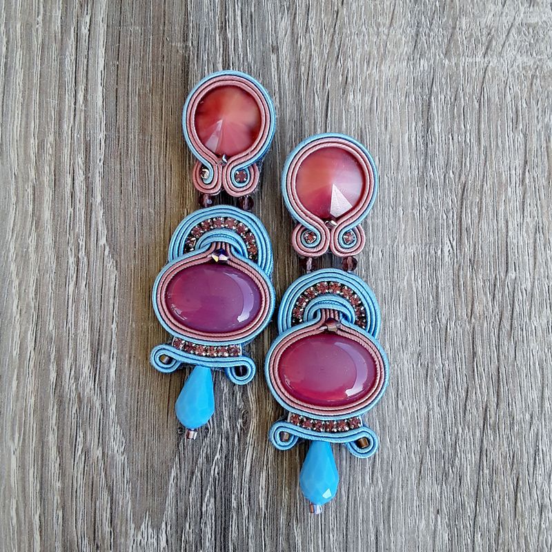 soutache mother of pearl earrings, refined jewelry, high fashion jewelry, mother-of-pearl creations, large earrings, elaborate earrings, unique jewellery