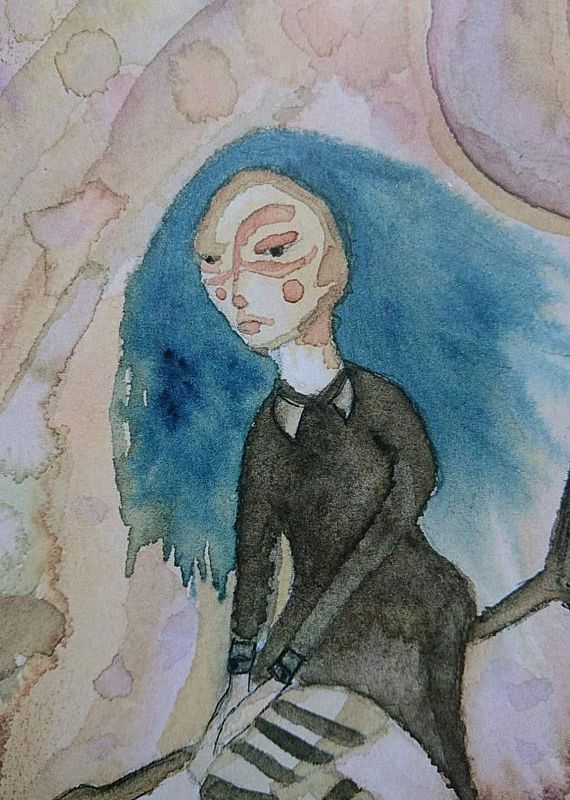 Flying witch under the moon