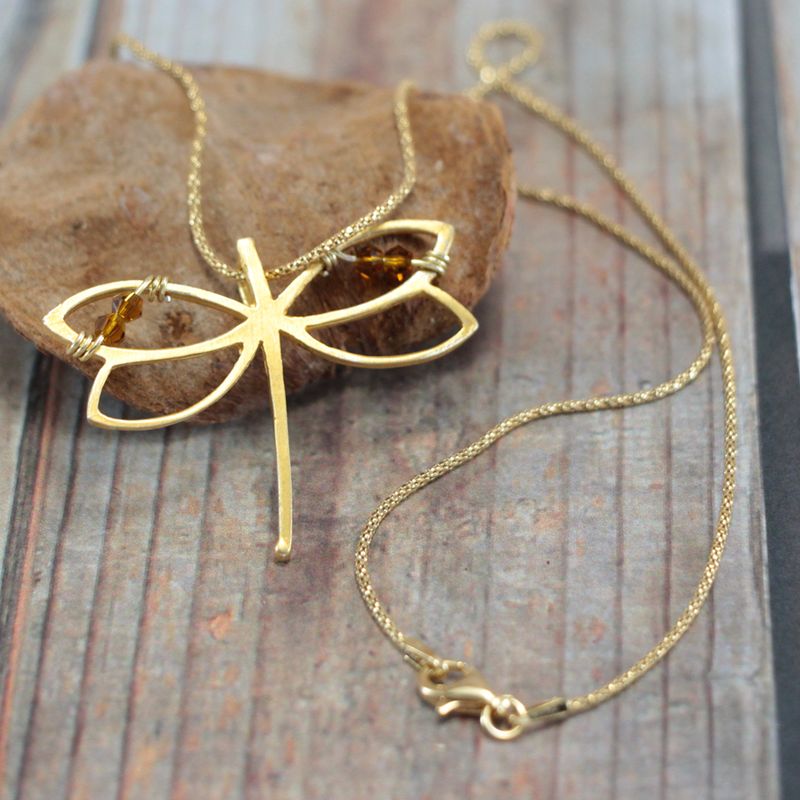 Valentines Day Gift for Her Necklaces for Women Gold Necklaces Gold Filled Dragonfly Swarovski Crystal Women Jewelry Dainty Necklaces