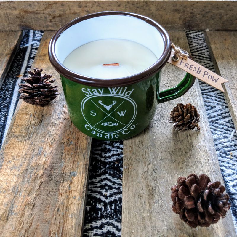 Fresh Pow _ Soy Wood Wick Candle in Reusable Camping Mug