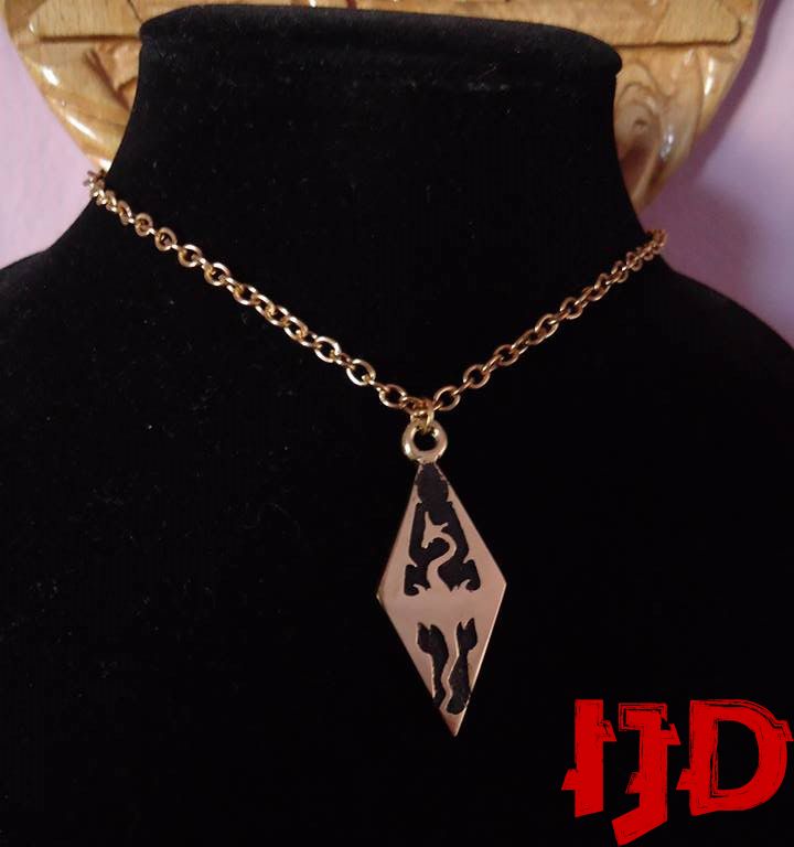 Skyrim Jewelry Silver - Golden Skyrim Necklace - Golden Skyrim Amulet - Skyrim Jewelry Golden - Skyrim Sigil Necklace - Skyrim Merchandise