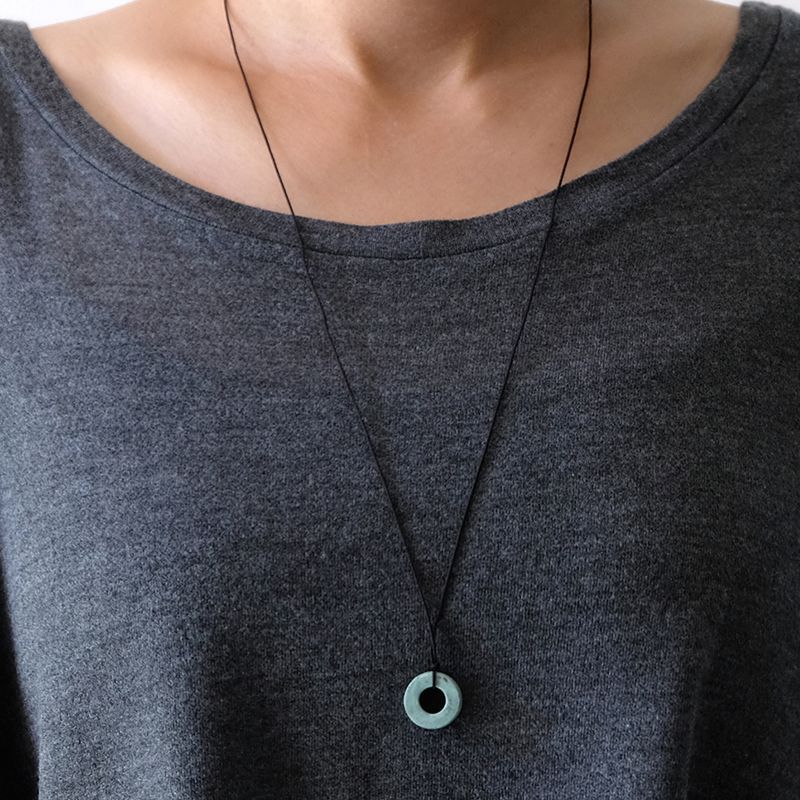 Concrete necklace - Minimalist jewelry | Mint green | Grey | Small pendant | Sliding necklace | Unique gift | Simple | String (Unisex)