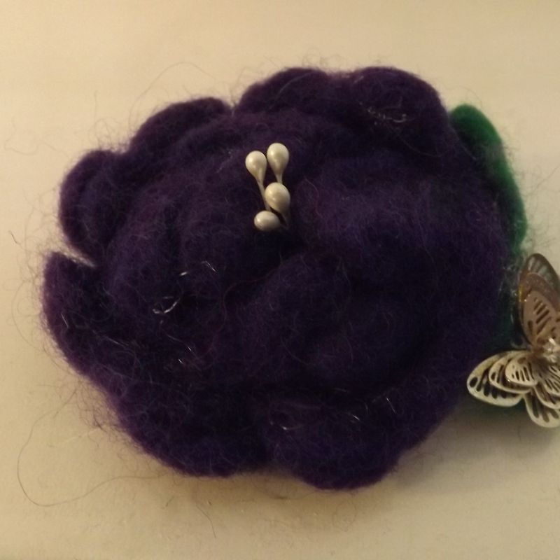 Beautiful Rose flower needle felting brooch