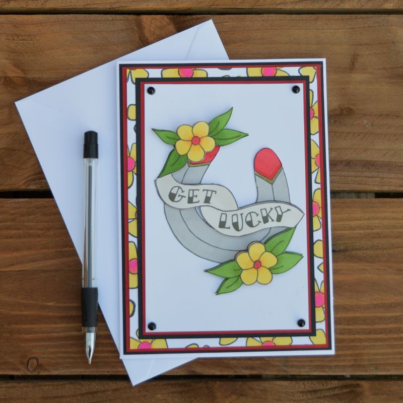 Get Lucky Horse Shoe Greetings Card