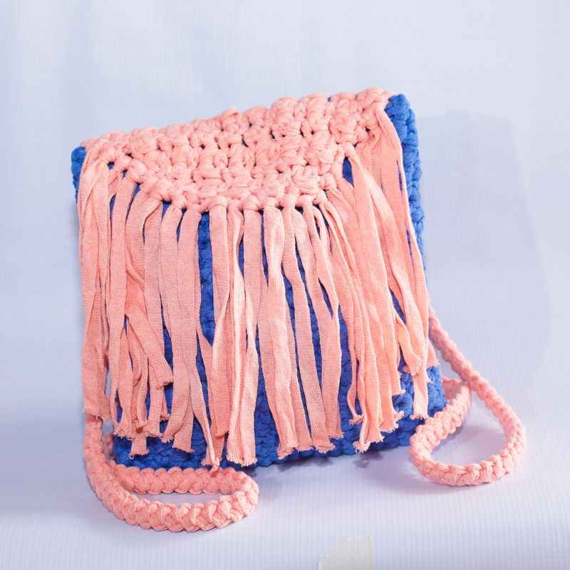 Backpack Crochet Bag Free Shipping!!! /Handmade Backpack/ Boho Style/Pink Light Blue