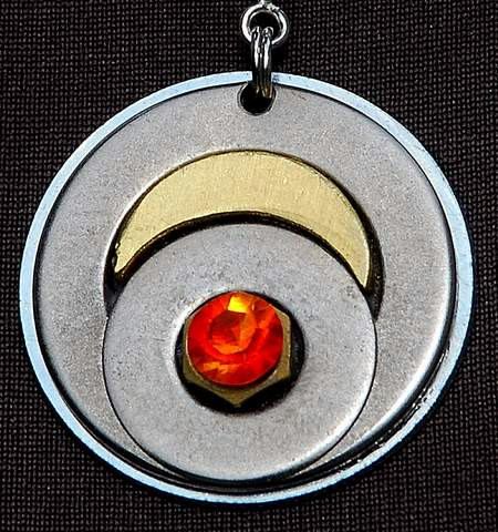 NECKLACE SUN MOON, Stainless Steel, Brass, Swarovski Crystals,