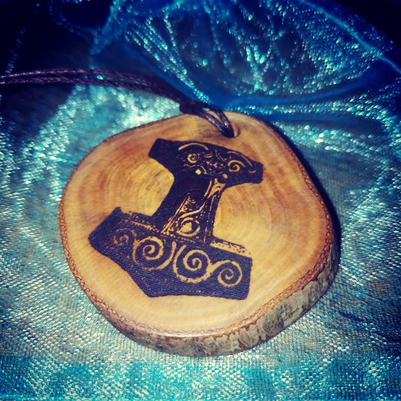 Thors Hammer Mjolnir Handmade Wooden Necklace Charms