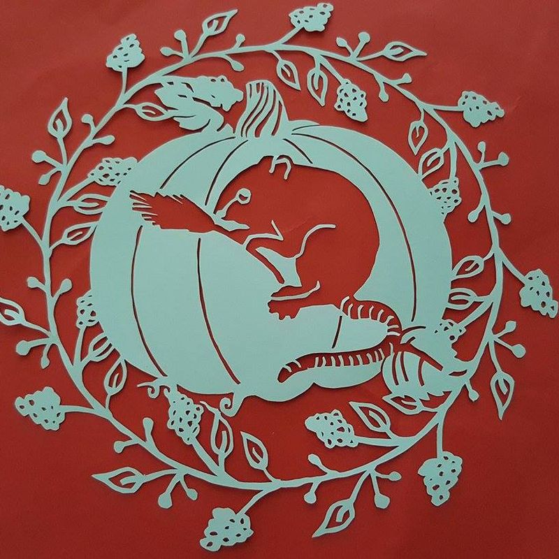 Fieldmouse with Pumpkin papercutting template|birthday, nursery, nature, Autumn, Fall, Thanksgiving | Commercial Licence