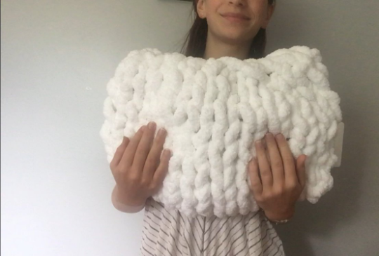 chunky knit pillow, white arm knit pillow