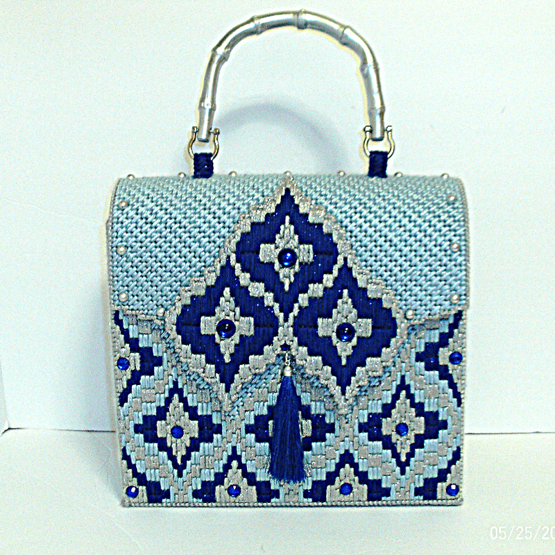 Royal Blue,Powder Blue and Sliver Large Handbag