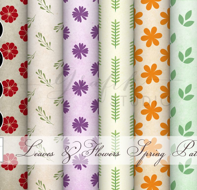 Multicolored Floral Spring Seamless Pattern Digital Paper Pack