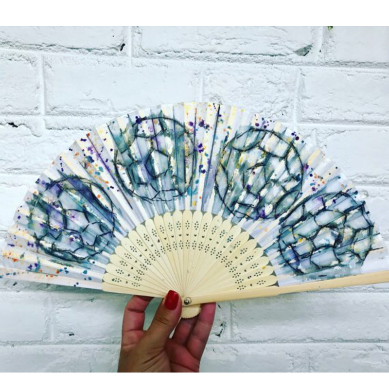 Soccer Fan Hand Painted Hand Fan
