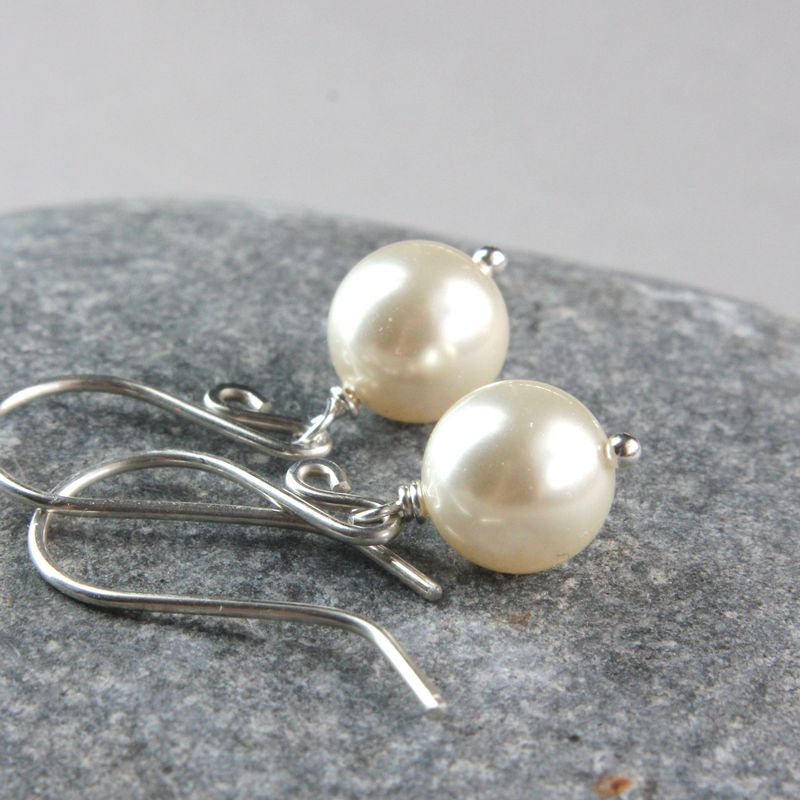 Crystal Pearl Earrings Sterling Silver Classic Earrings