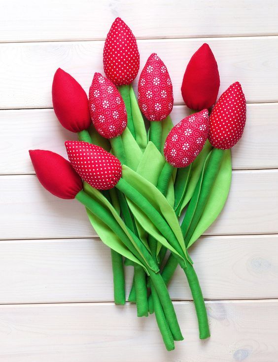 Fabric tulips handmade