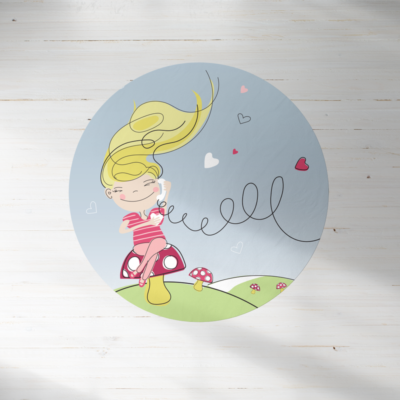 Mushroom girl, kids Room Decor ,Girls Room Prints, Girls Nursery Art, Gift for Girls, PVC Carpet print, kids Room Decor ,Girls Carpets