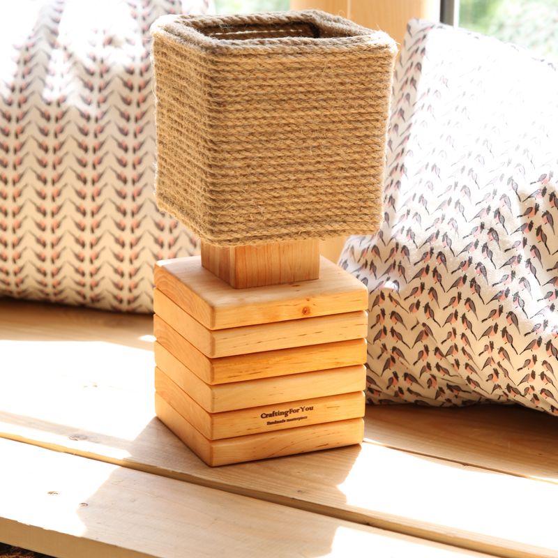 Wood Bedside Lamp, Handmade