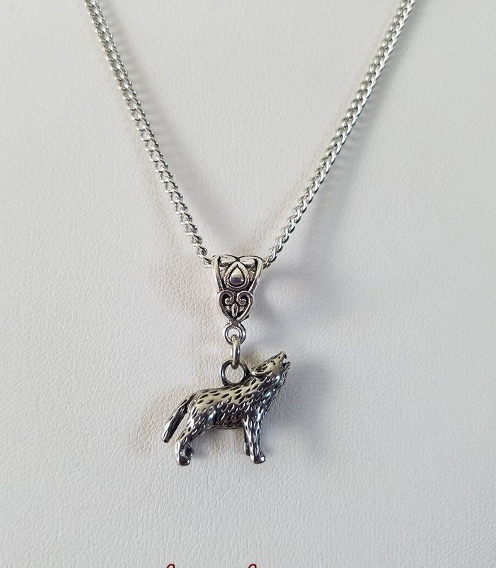 Wolf Necklace/Wolf Pendant/Silver Wolf Charm Necklace/Animal Jewelry/Bohemian Jewelry/Creature Pendant/Gift For Her/Gift For Him