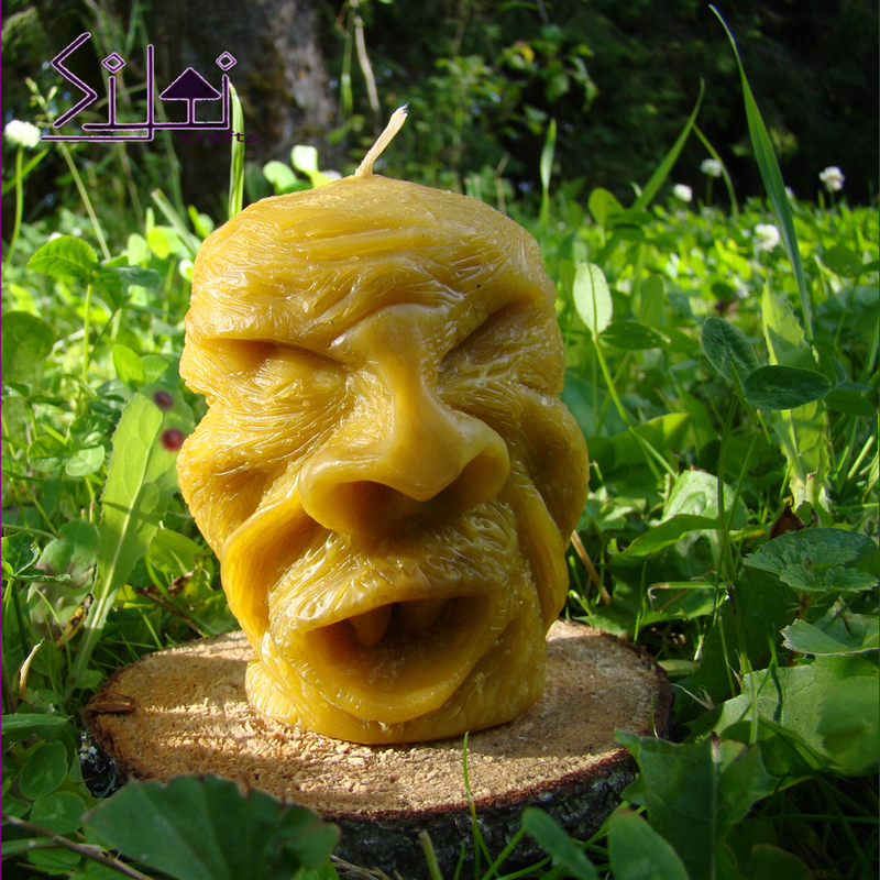 Monster candle, Beast candle, Beeswax candle, Sculpted candle, Carved candle, Face candle, Manly candle, Odd candle, Beeswax candle, Halloween candle, Candle for Him