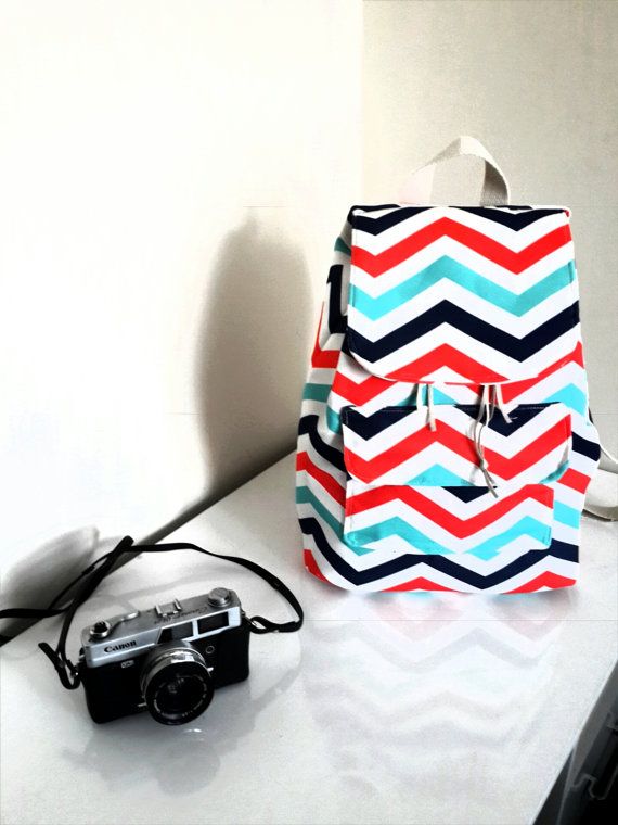 Turquoise Chevron / Zigzag Backpack,Back to school , Student Backpack,travel Backpack/Travel,School,Daily Backpack/Unisex Rucksack