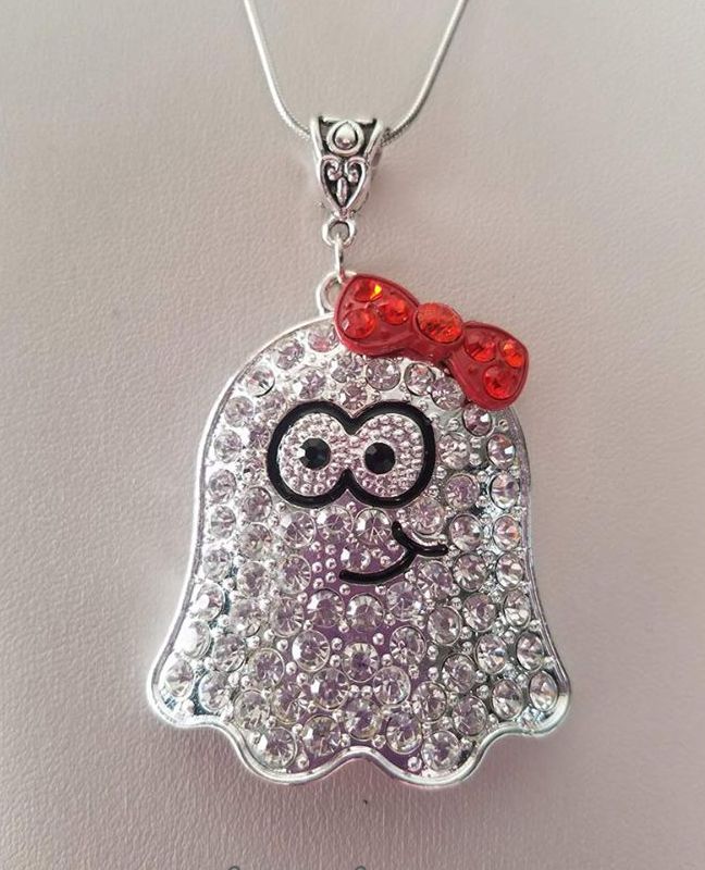 Ghost Necklace/Cute Ghost Necklace/Halloween Necklace/Ghost/Kawaii Ghost/Kawaii/Halloween/Horror/Gift For Her/Silver Ghost Necklace