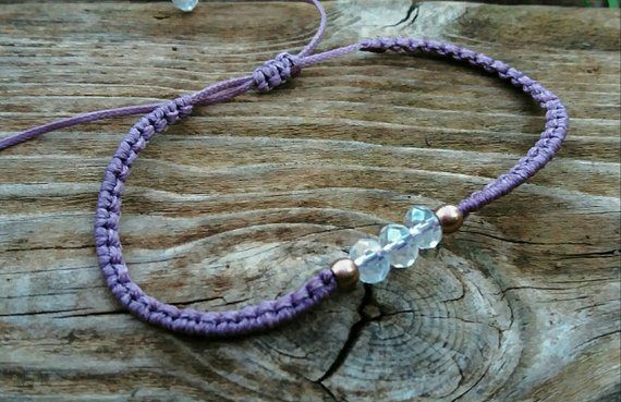 Lilac Minimal Crystal macrame Bracelet