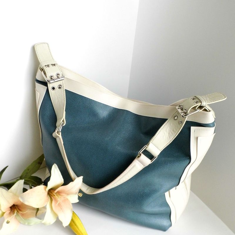 SOLD - Green and Cream Hobo Bag