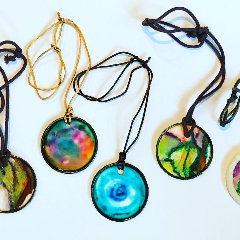 Watercolor Necklaces - Hand Painted, Hand Made