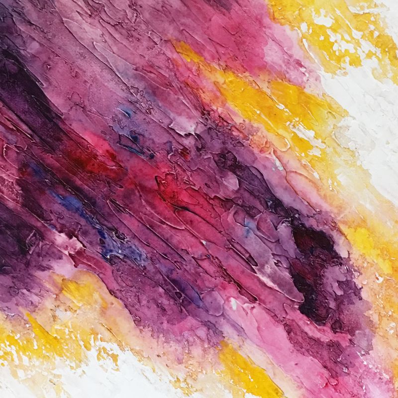 12X12 acrylic abstract art PINK YELLOW
