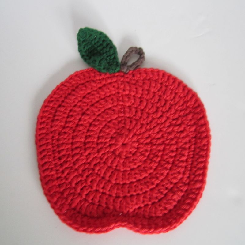 Handmade crochet apple place mat