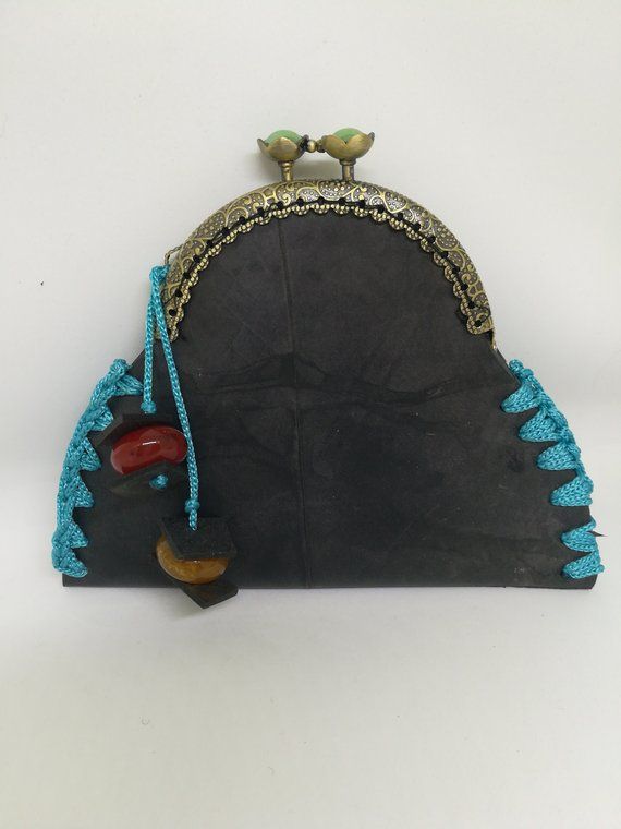 InnerTube/Coin Purse/Free Shipping!!!/Crochet Coin Purse/Metal Frame Clasp/Boho Purse/Makrame Yarn