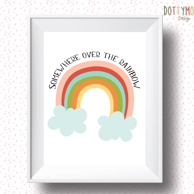 Over the rainbow, Playroom print, nursery wall decor, kids poster, nursery print, kids wall art, playroom poster, digital download.