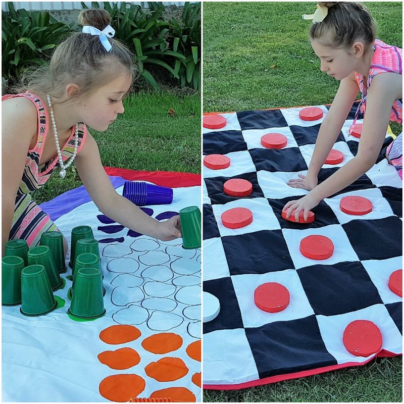 Checkers Board / Chinese Checkers - Two in One Family Outdoor Game