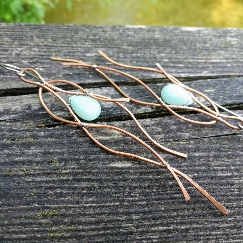 Blue Amazonite Mixed Media Earrings