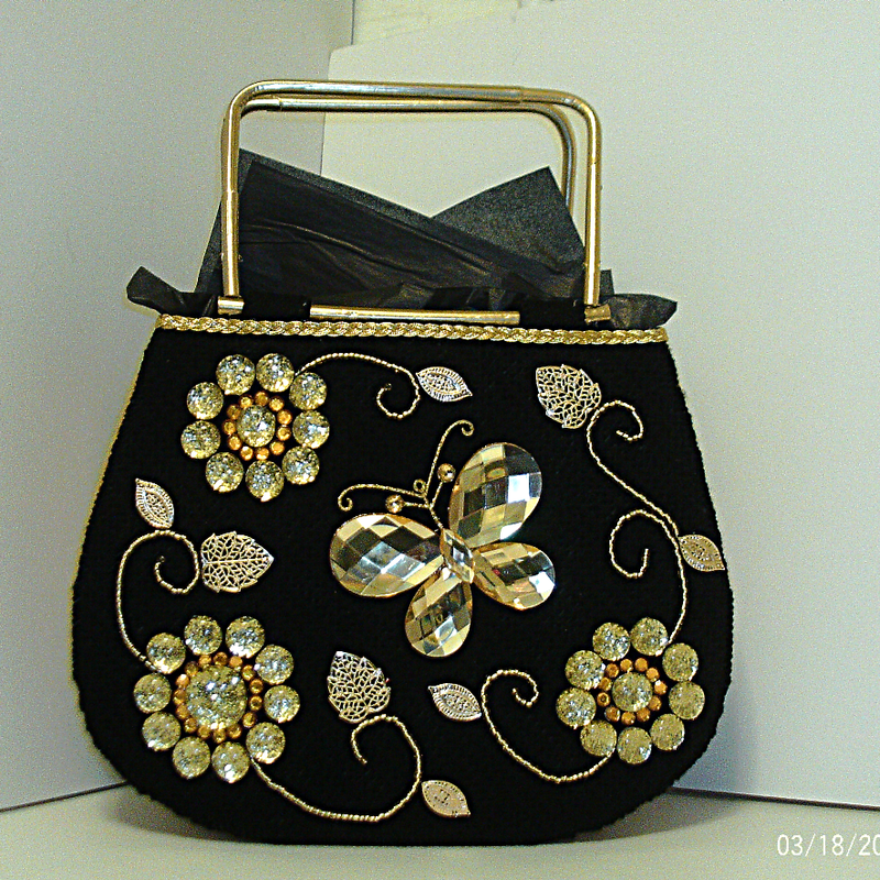 Black and Gold Jeweled tote bag